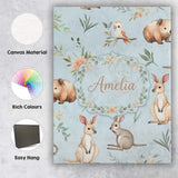 Personalised Name Woodland Animals Koala Custom  Unique Gift Idea Elegant Feature Canvas Wall Art Print Decor Picture Ready to Hang
