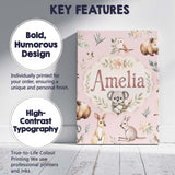 Personalised Name Woodland Animals Koala Custom  Unique Gift Idea Elegant Feature Canvas Wall Art Print Decor Picture Ready to Hang