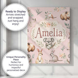 Personalised Name Woodland Animals Koala Custom  Unique Gift Idea Elegant Feature Canvas Wall Art Print Decor Picture Ready to Hang