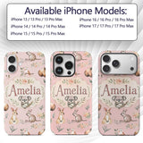 Woodland Animals Koala Kangaroo Bear Floral Blush Custom Name Protective Phone Case Mobile Cover Durable Everyday Smartphone Shock Resistant