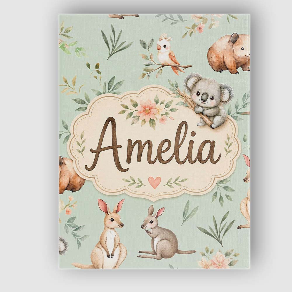 Personalised Name Woodland Animals Koala Custom  Unique Gift Idea Elegant Feature Canvas Wall Art Print Decor Picture Ready to Hang