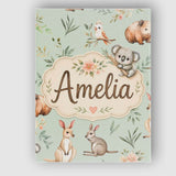 Personalised Name Woodland Animals Koala Custom  Unique Gift Idea Elegant Feature Canvas Wall Art Print Decor Picture Ready to Hang