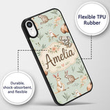 Woodland Animals Koala Kangaroo Bear Floral Mint Custom Name Protective Phone Case Mobile Cover Durable Everyday Smartphone Shock Resistant