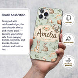 Woodland Animals Koala Kangaroo Bear Floral Mint Custom Name Protective Phone Case Mobile Cover Durable Everyday Smartphone Shock Resistant
