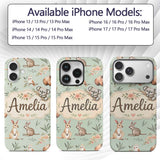 Woodland Animals Koala Kangaroo Bear Floral Mint Custom Name Protective Phone Case Mobile Cover Durable Everyday Smartphone Shock Resistant