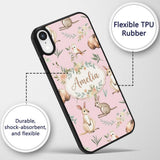 Woodland Animals Koala Kangaroo Bear Floral Mauve Custom Name Protective Phone Case Mobile Cover Durable Everyday Smartphone Shock Resistant