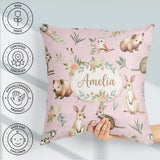 Custom Name Woodland Animals Koala Kangaroo Bear Floral Seamless Square Filled Cushion Throw Pillow Sofa Bed Home Decor Zip Washable UK Made