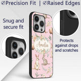 Woodland Animals Koala Kangaroo Bear Floral Mauve Custom Name Protective Phone Case Mobile Cover Durable Everyday Smartphone Shock Resistant