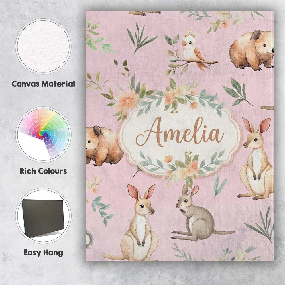 Personalised Name Woodland Animals Koala Custom  Unique Gift Idea Elegant Feature Canvas Wall Art Print Decor Picture Ready to Hang