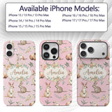Woodland Animals Koala Kangaroo Bear Floral Mauve Custom Name Protective Phone Case Mobile Cover Durable Everyday Smartphone Shock Resistant