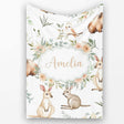 Woodland Animals Koala Kangaroo Bear Floral Light Grey Seamless  Personalised Custom Name Super Soft Fleece Blanket Bed Sofa Throw