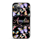 Colorful Watercolor Butterflies on Printed Design Custom Name Protective Phone Case Mobile Cover Durable Everyday Smartphone Shock Resistant