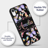 Colorful Watercolor Butterflies on Printed Design Custom Name Protective Phone Case Mobile Cover Durable Everyday Smartphone Shock Resistant