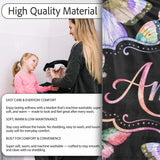 Colorful Watercolor Butterflies on Black Background Seamless  Personalised Custom Name Super Soft Fleece Blanket Bed Sofa Throw