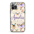 Colorful Watercolor Butterflies on Printed Design Custom Name Protective Phone Case Mobile Cover Durable Everyday Smartphone Shock Resistant