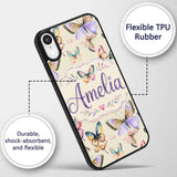 Colorful Watercolor Butterflies on Printed Design Custom Name Protective Phone Case Mobile Cover Durable Everyday Smartphone Shock Resistant