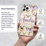 Colorful Watercolor Butterflies on Printed Design Custom Name Protective Phone Case Mobile Cover Durable Everyday Smartphone Shock Resistant