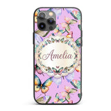 Colorful Watercolor Butterflies on Printed Design Custom Name Protective Phone Case Mobile Cover Durable Everyday Smartphone Shock Resistant