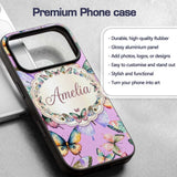 Colorful Watercolor Butterflies on Printed Design Custom Name Protective Phone Case Mobile Cover Durable Everyday Smartphone Shock Resistant