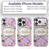 Colorful Watercolor Butterflies on Printed Design Custom Name Protective Phone Case Mobile Cover Durable Everyday Smartphone Shock Resistant
