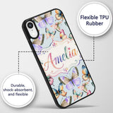 Colorful Watercolor Butterflies on Printed Design Custom Name Protective Phone Case Mobile Cover Durable Everyday Smartphone Shock Resistant