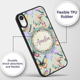 Colorful Watercolor Butterflies on Sage Green Custom Name Protective Phone Case Mobile Cover Durable Everyday Smartphone Shock Resistant