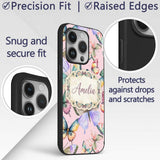 Colorful Watercolor Butterflies on Dusty Pink Custom Name Protective Phone Case Mobile Cover Durable Everyday Smartphone Shock Resistant