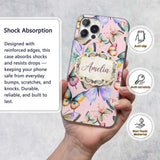 Colorful Watercolor Butterflies on Dusty Pink Custom Name Protective Phone Case Mobile Cover Durable Everyday Smartphone Shock Resistant