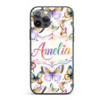 Colorful Watercolor Butterflies on Printed Design Custom Name Protective Phone Case Mobile Cover Durable Everyday Smartphone Shock Resistant