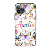 Colorful Watercolor Butterflies on Printed Design Custom Name Protective Phone Case Mobile Cover Durable Everyday Smartphone Shock Resistant