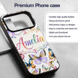 Colorful Watercolor Butterflies on Printed Design Custom Name Protective Phone Case Mobile Cover Durable Everyday Smartphone Shock Resistant