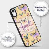 Colorful Watercolor Butterflies on Soft Yellow Custom Name Protective Phone Case Mobile Cover Durable Everyday Smartphone Shock Resistant
