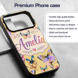 Colorful Watercolor Butterflies on Soft Yellow Custom Name Protective Phone Case Mobile Cover Durable Everyday Smartphone Shock Resistant