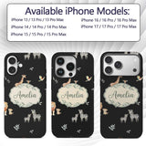 Cute Safari Animals Giraffe Lion Zebra on Black Custom Name Protective Phone Case Mobile Cover Durable Everyday Smartphone Shock Resistant