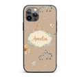 Cute Safari Animals Giraffe Lion Zebra on Beige Custom Name Protective Phone Case Mobile Cover Durable Everyday Smartphone Shock Resistant