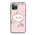 Safari Animals Giraffe Lion Zebra on Blush Pink Custom Name Protective Phone Case Mobile Cover Durable Everyday Smartphone Shock Resistant