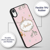 Safari Animals Giraffe Lion Zebra on Blush Pink Custom Name Protective Phone Case Mobile Cover Durable Everyday Smartphone Shock Resistant