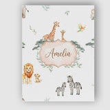 Personalised Name Safari Animals Giraffe Custom  Unique Gift Idea Elegant Feature Canvas Wall Art Print Decor Picture Ready to Hang