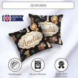 Custom Name Jungle Animals Lion Meerkat Toucan on Black Seamless Square Filled Cushion Throw Pillow Sofa Bed Home Decor Zip Washable UK Made