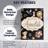 Personalised Name Jungle Animals Lion Custom Modern Room Accent Creative Decorator Style Canvas Wall Art Print Decor Picture Ready to Hang