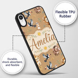 Jungle Animals Lion Meerkat Toucan Boar on Brown Custom Name Protective Phone Case Mobile Cover Durable Everyday Smartphone Shock Resistant