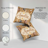 Custom Name Jungle Animals Lion Meerkat Toucan on Brown Seamless Square Filled Cushion Throw Pillow Sofa Bed Home Decor Zip Washable UK Made