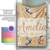 Jungle Animals Lion Meerkat Toucan Boar on Brown Seamless Pattern  Personalised Custom Name Super Soft Fleece Blanket Bed Sofa Throw