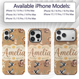 Jungle Animals Lion Meerkat Toucan Boar on Brown Custom Name Protective Phone Case Mobile Cover Durable Everyday Smartphone Shock Resistant