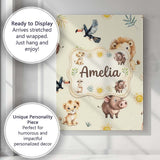 Personalised Name Jungle Animals Lion Custom Modern Room Accent Creative Decorator Style Canvas Wall Art Print Decor Picture Ready to Hang