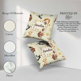 Custom Name Jungle Animals Lion Meerkat Toucan on Cream Seamless Square Filled Cushion Throw Pillow Sofa Bed Home Decor Zip Washable UK Made