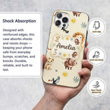 Jungle Animals Lion Meerkat Toucan Boar on Cream Custom Name Protective Phone Case Mobile Cover Durable Everyday Smartphone Shock Resistant