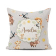 Custom Name Jungle Animals Lion Meerkat Toucan Boar Grey Pattern Square Filled Cushion Throw Pillow Sofa Bed Home Decor Zip Washable UK Made