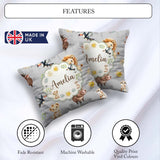 Custom Name Jungle Animals Lion Meerkat Toucan Boar Grey Pattern Square Filled Cushion Throw Pillow Sofa Bed Home Decor Zip Washable UK Made