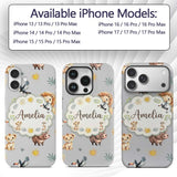 Jungle Animals Lion Meerkat Toucan Boar on Grey Custom Name Protective Phone Case Mobile Cover Durable Everyday Smartphone Shock Resistant